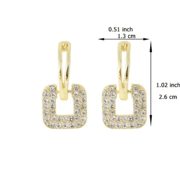 Take 50% off! Golden drop dangle earrings with rhinestones - Picture 4 of 4